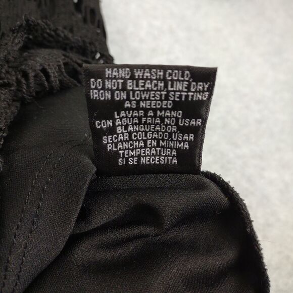 R&K Sz 10 Black Geometric Lace Tied Bell Sleeve Shift Dress, Gothic Punk Grunge - Picture 7 of 7